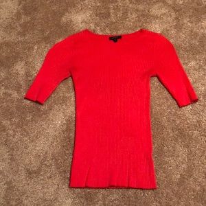 Coral Ribbed Fitted Express Sweater S